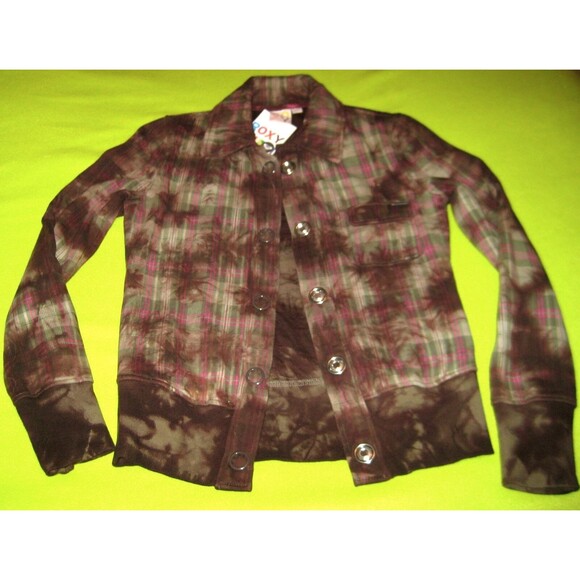 Roxy Jacket Coat Olive Camoflauge Camo Snap Small S Women's Girl's Junior's - Picture 1 of 4
